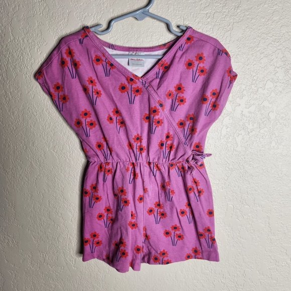Matilda Jane Romper Shorts Cap Sleeve Little Girl Size 4 Floral Pink Tie Waist - Picture 1 of 5